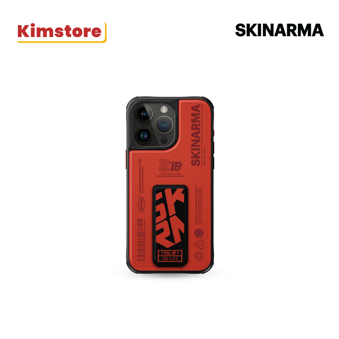 skinarma iphone 15 pro 6.1 2023 spunk mag charge + grip stand orange