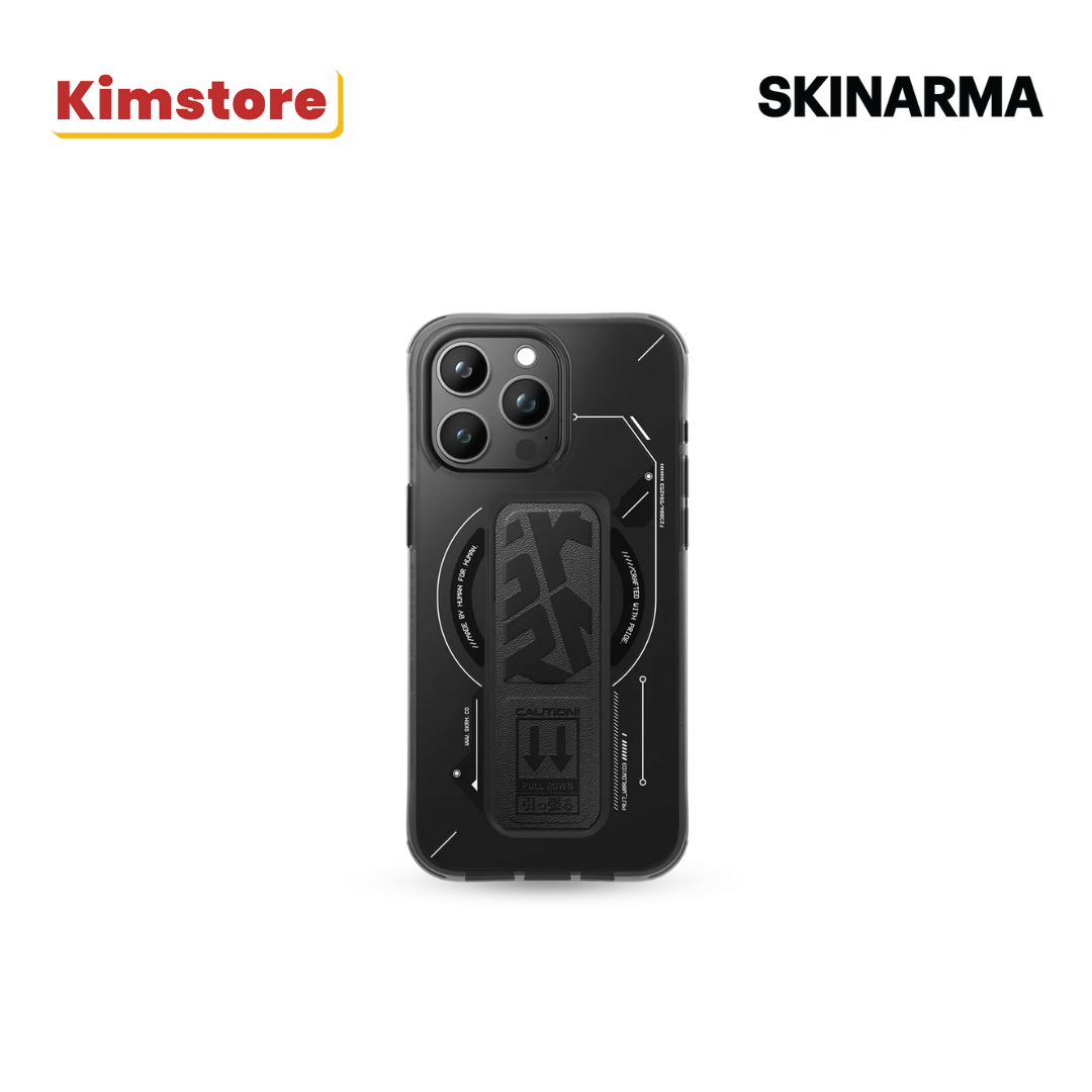 skinarma iphone 15 pro max helio mag charge + grip stand black