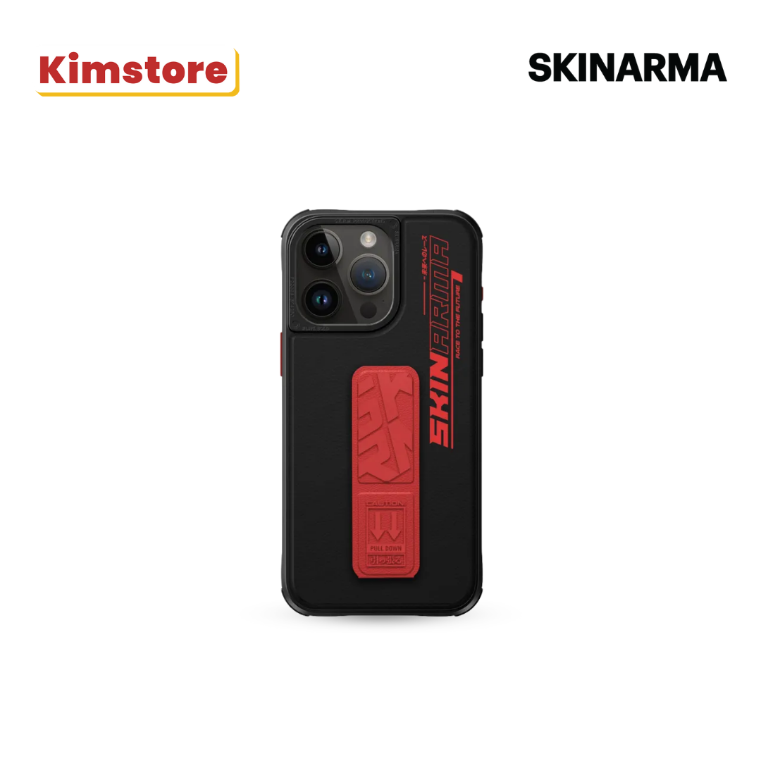 skinarma iphone 15 pro 6.7 2023 slate grip stand orange