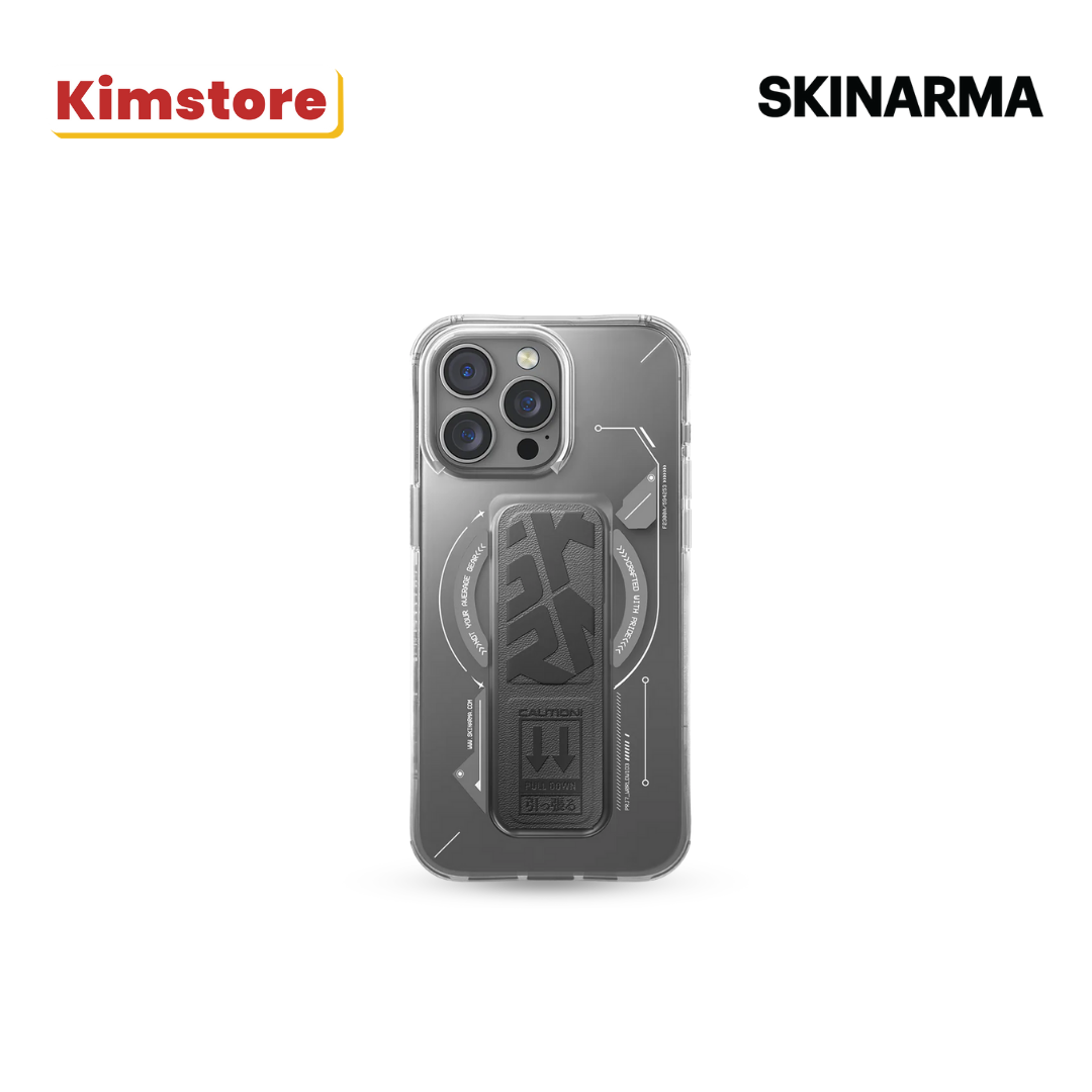 skinarma iphone 16 pro 6.3 2024 helio mag charge + grip stand titanium