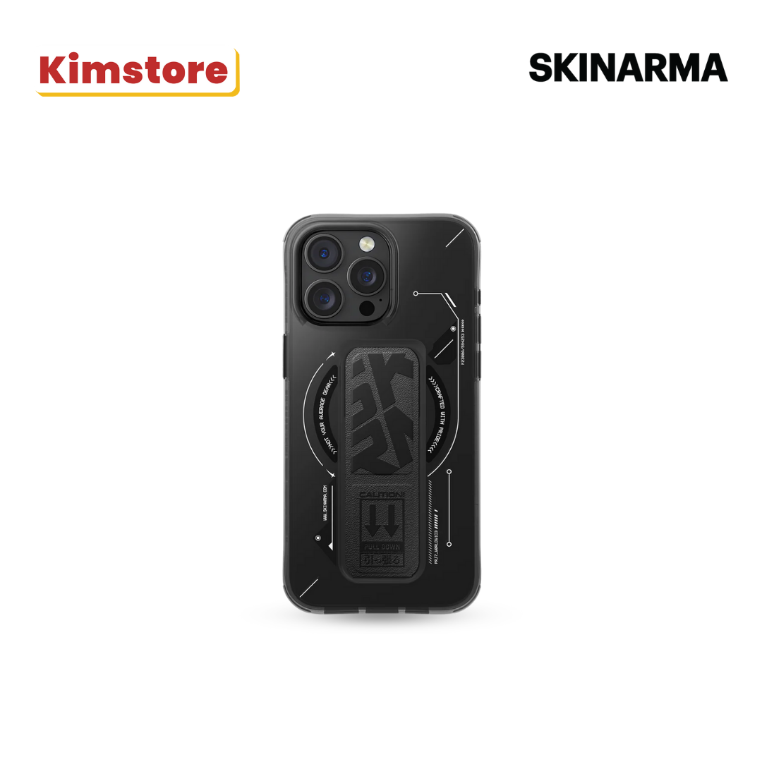 skinarma iphone 16 pro 6.9 2024 helio mag charge + grip stand black