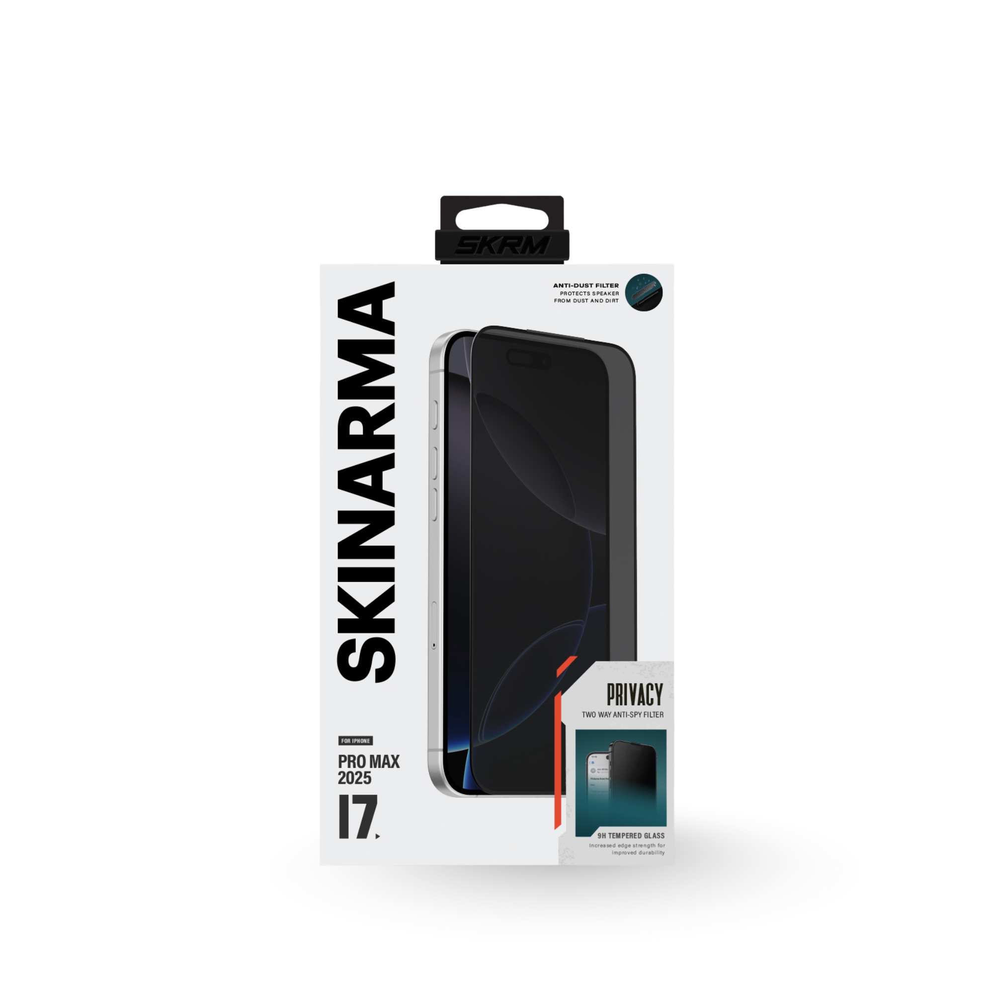 skinarma ip 17 pro 2025 6.9" glass screen protector privacy