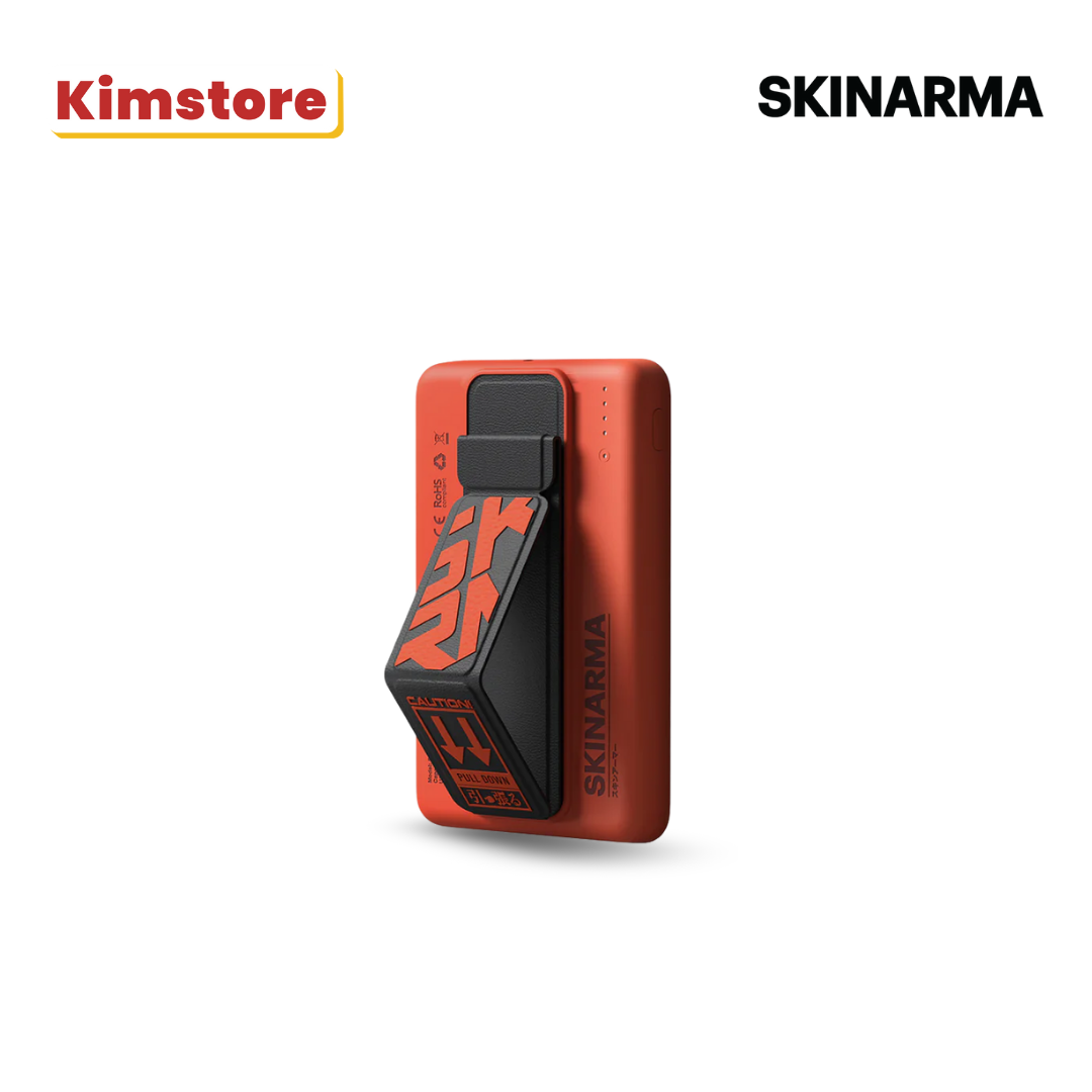 skinarma magnetic wireless powerbank 5000 mah 20w usb c pd ~ spunk orange