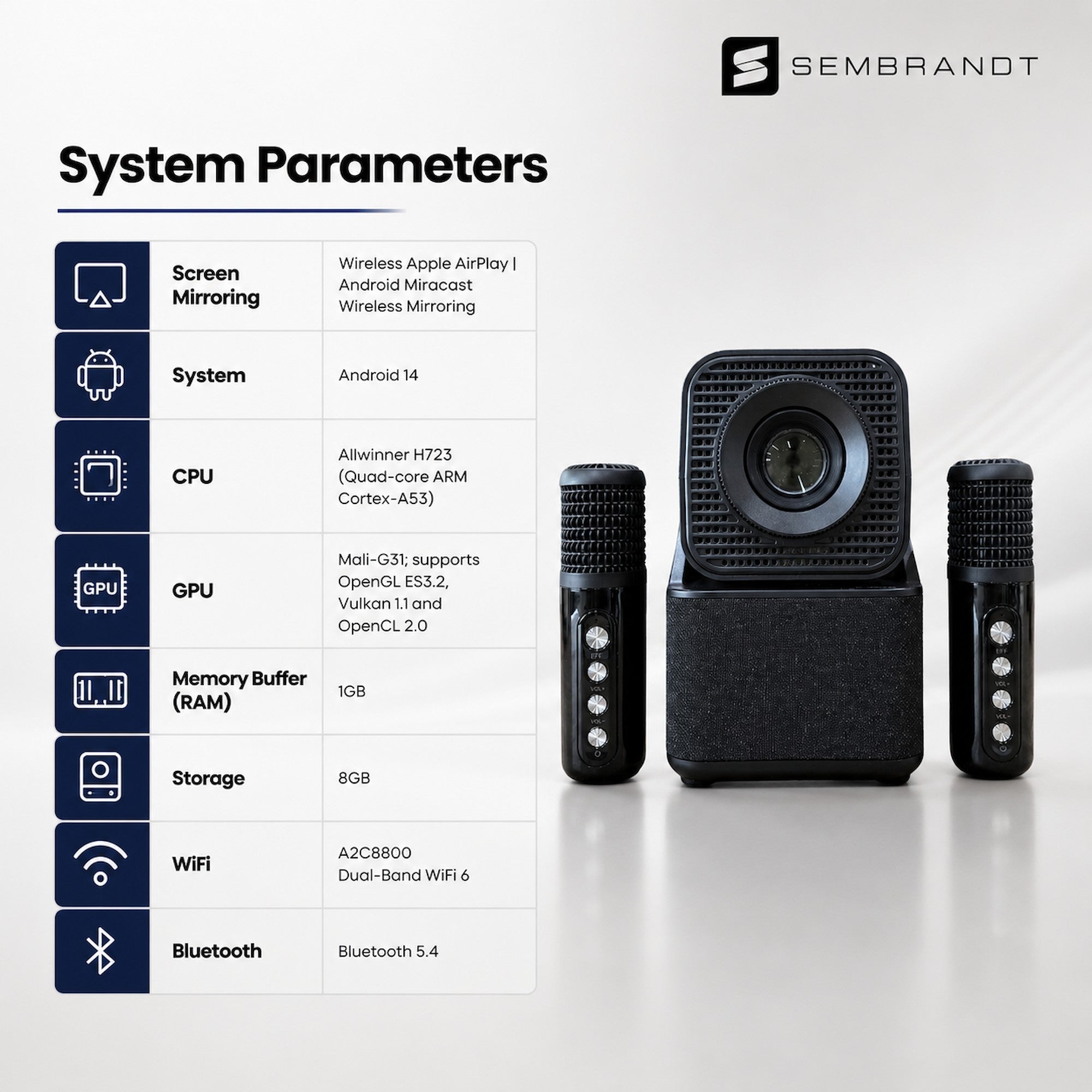 Sembrandt HC-301 Sonara 3-in-1 Portable Projector