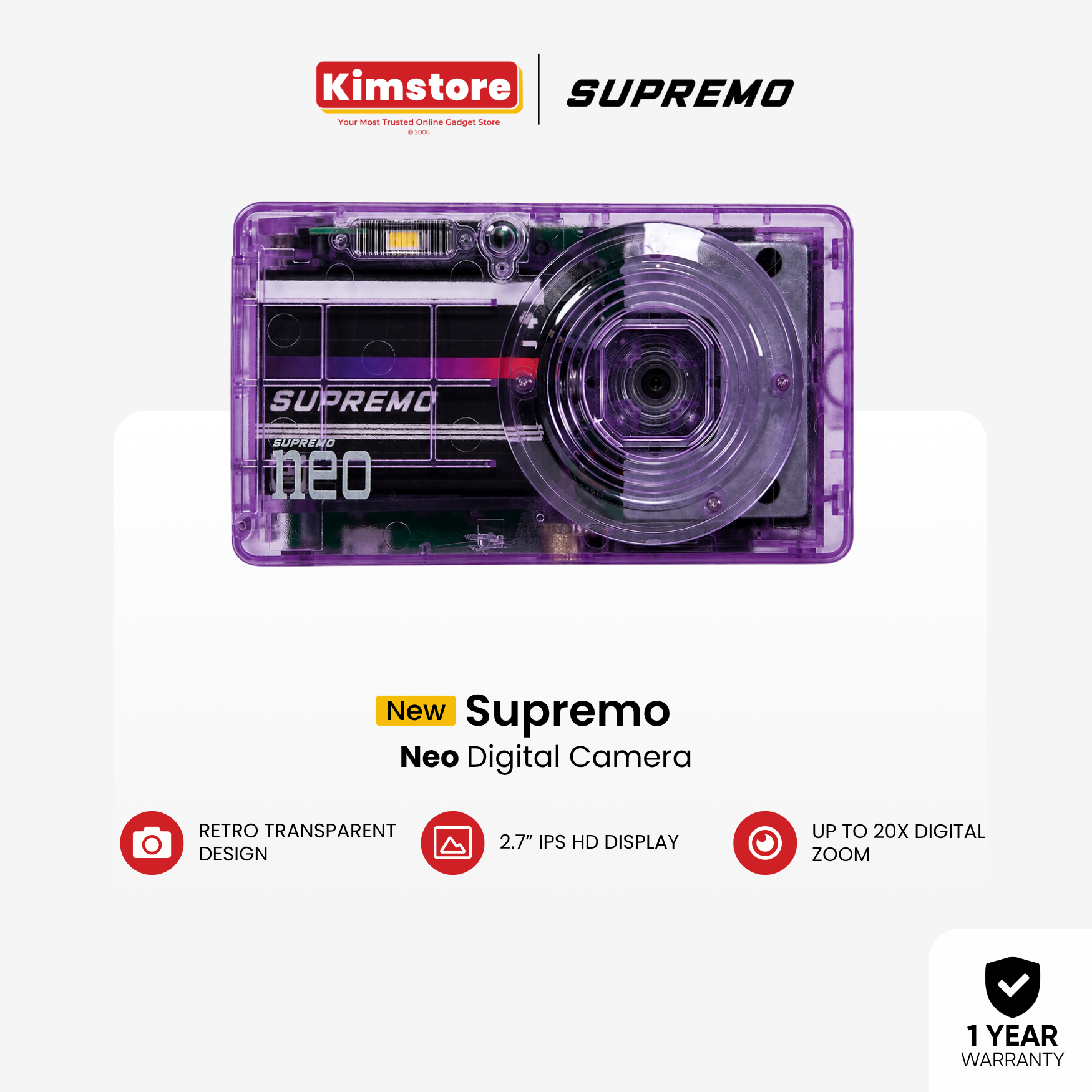 Supremo Neo Transparent 2K Digital Camera