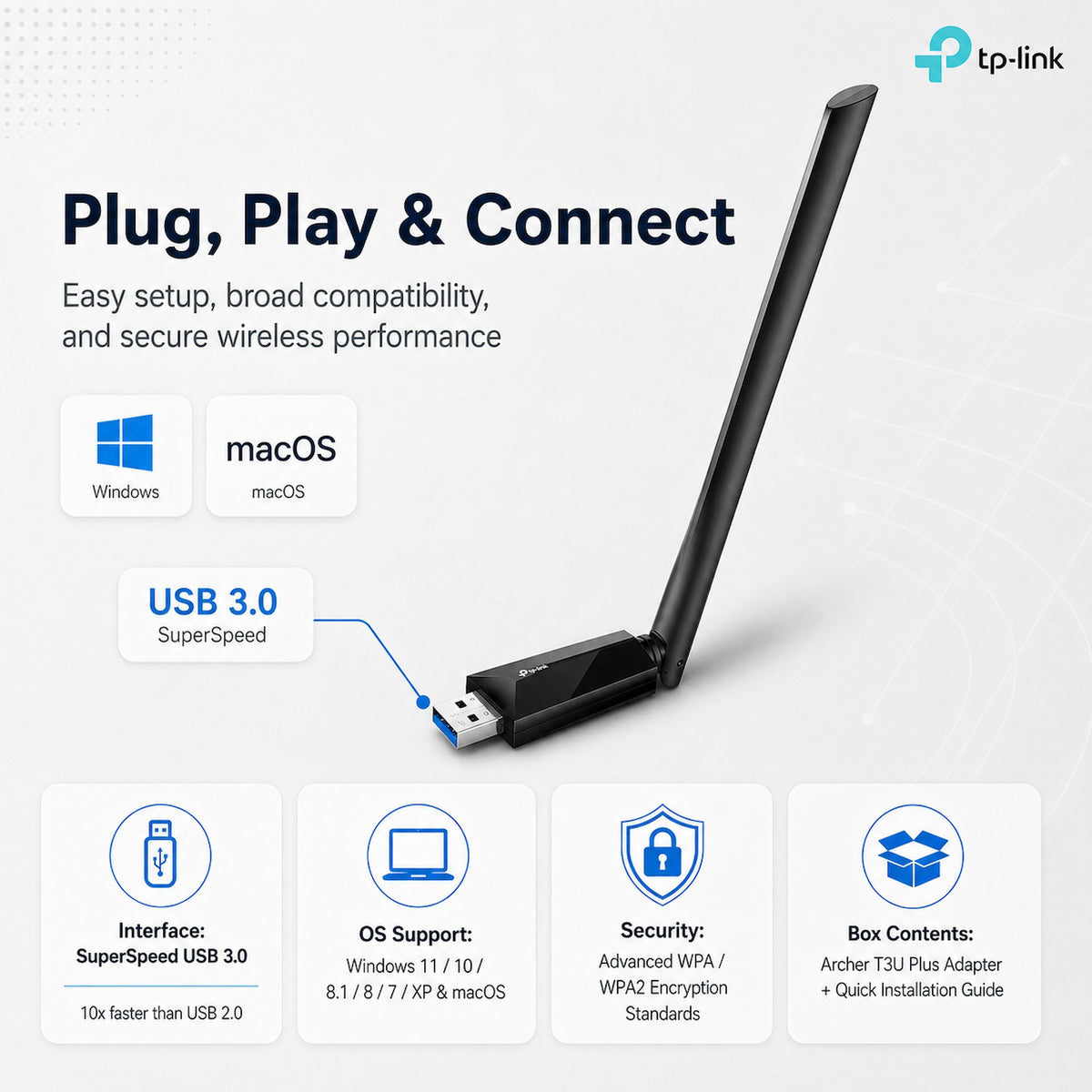 TP-Link Archer T3U Plus AC1300 High Gain Dual Band Wi-Fi USB Adapter [Pre-Order]