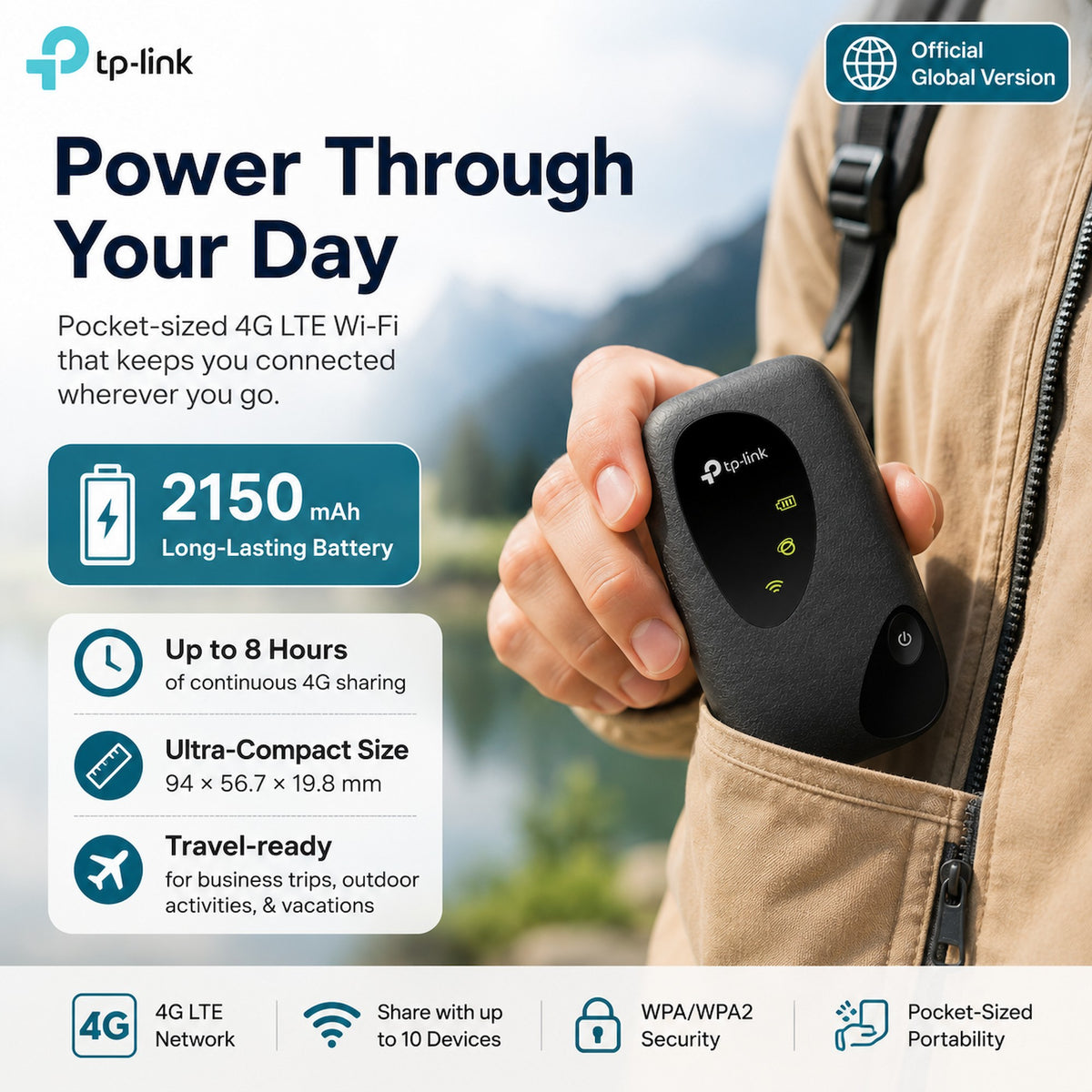 TP-Link M7000 150Mbps 4G LTE Mobile Wi-Fi Build-In 150Mbps 4G LTE Modem [Pre-Order]