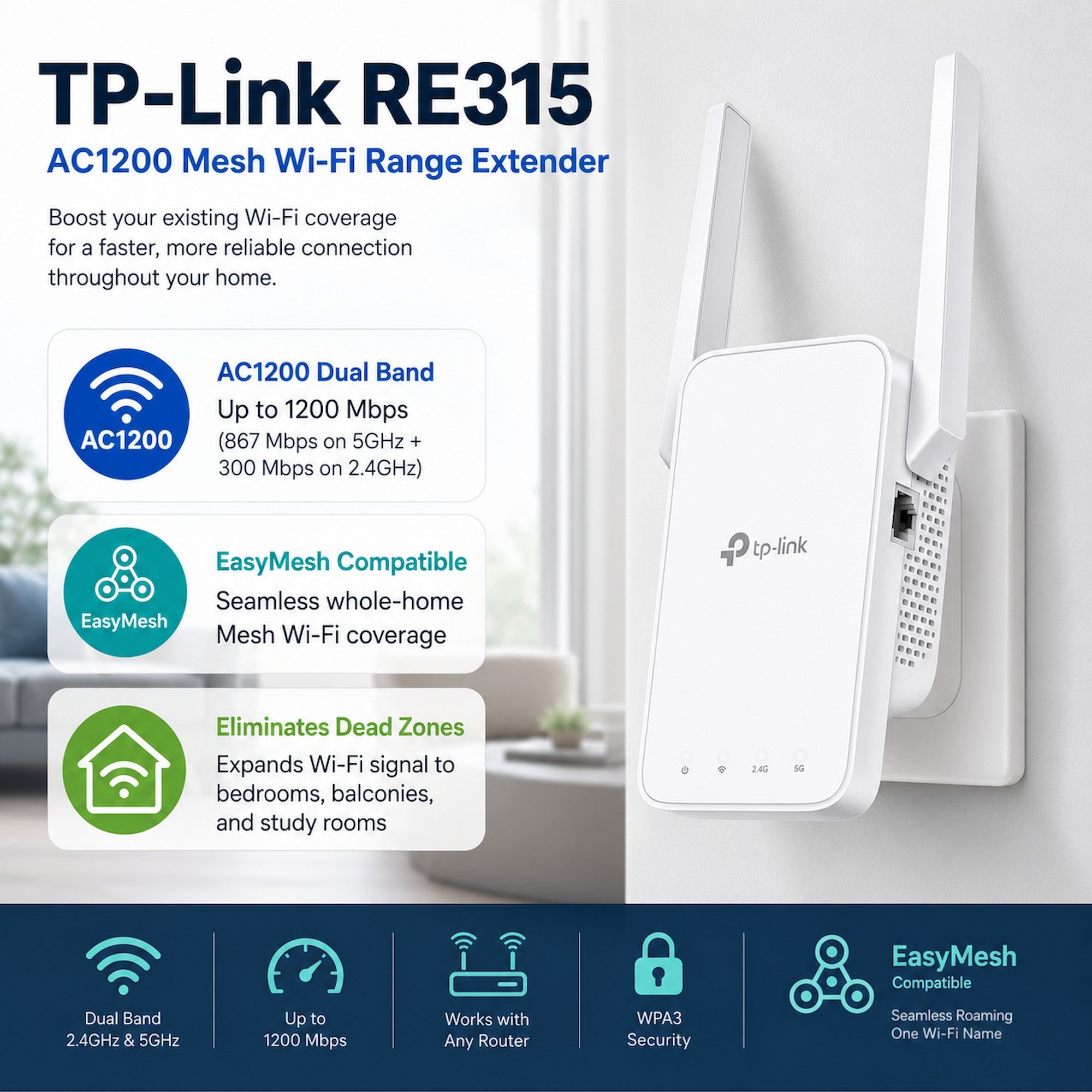 TP-Link RE315 AC1200 Wi-Fi Range Extender [Pre-Order]