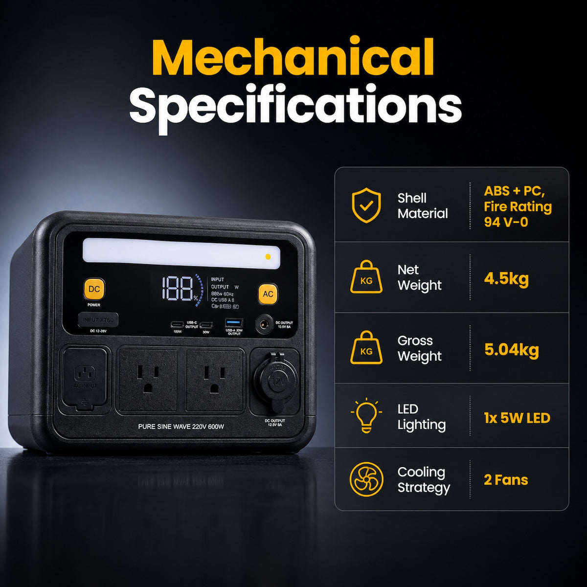 Vtoman Jump 600X 268Wh/600W Portable Power Station with 2 AC Outlets