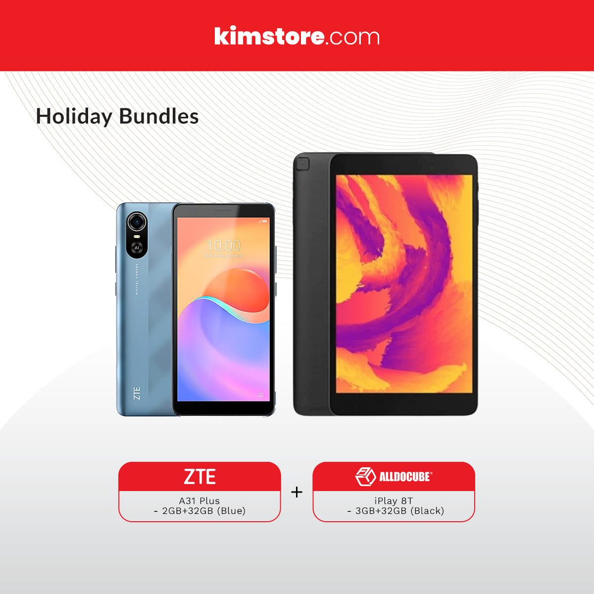 Holiday Bundle: ZTE A31 Plus (2GB/32GB) and Alldocube iPlay 8T T802 3+32GB Tablet