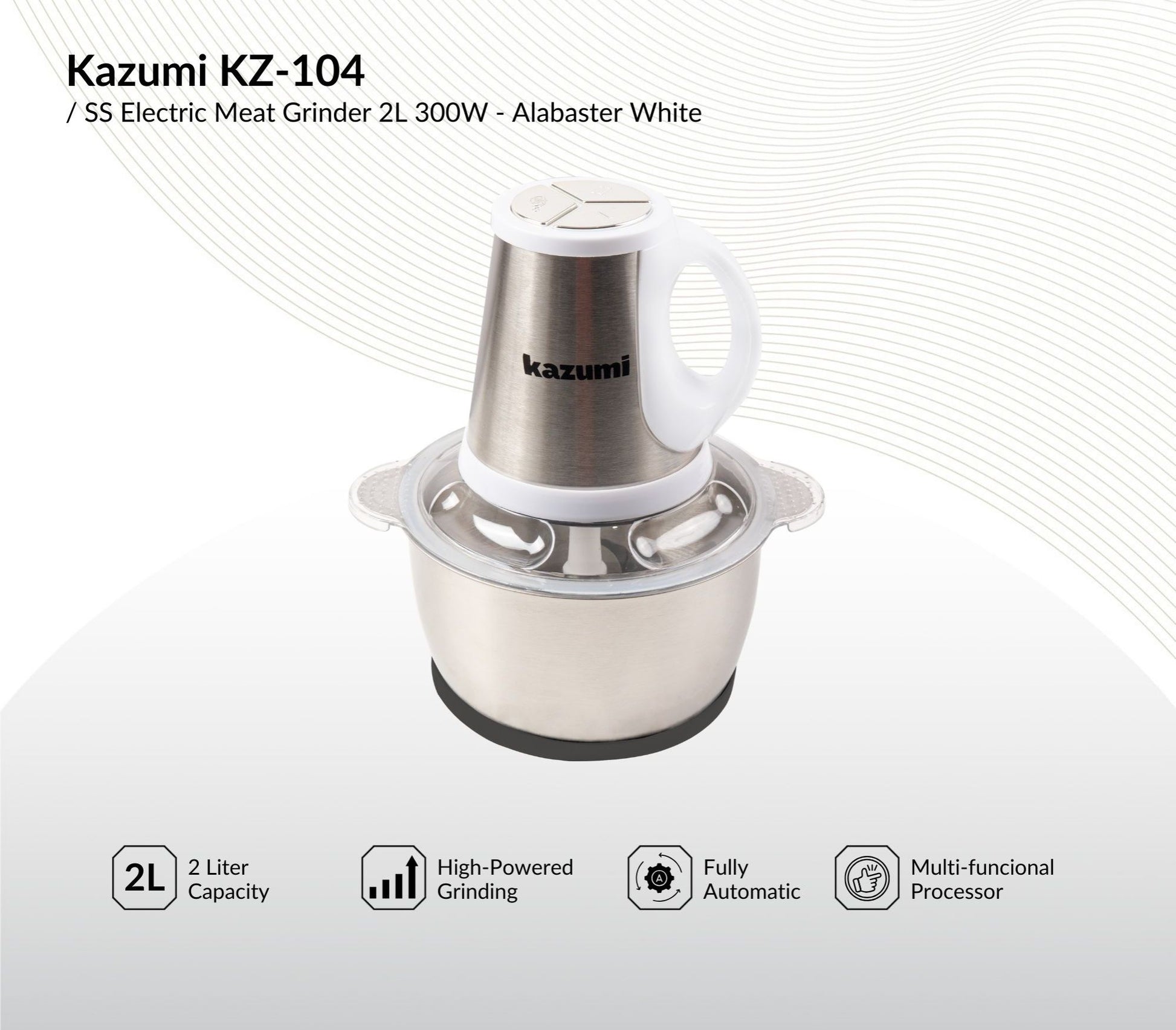 kazumi kz 104 ss electric meat grinder 2l 300w alabaster white