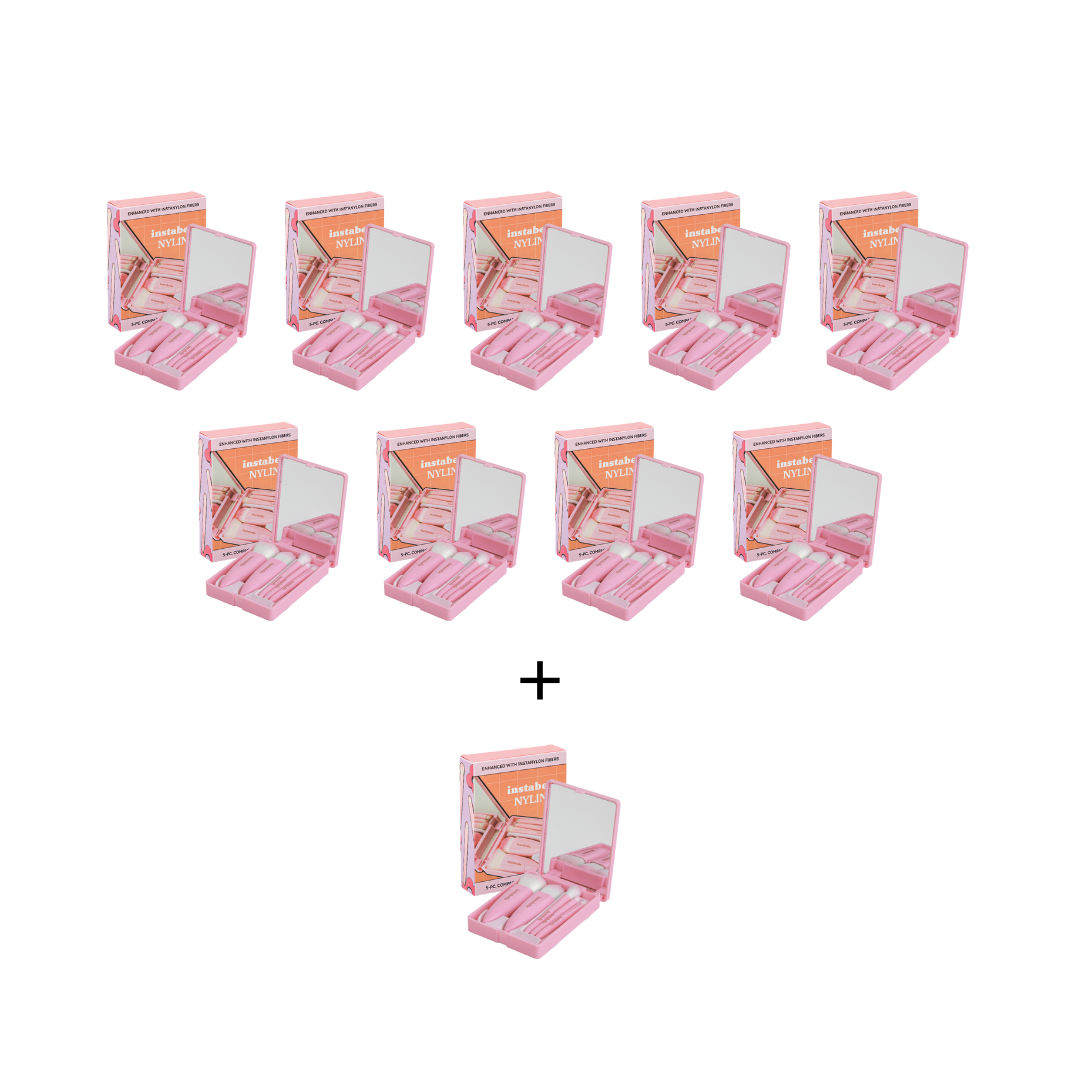 [Bundle] Buy 9, Get 1 Instabella Nylina 5pcs Make-up Brushes with Mirror