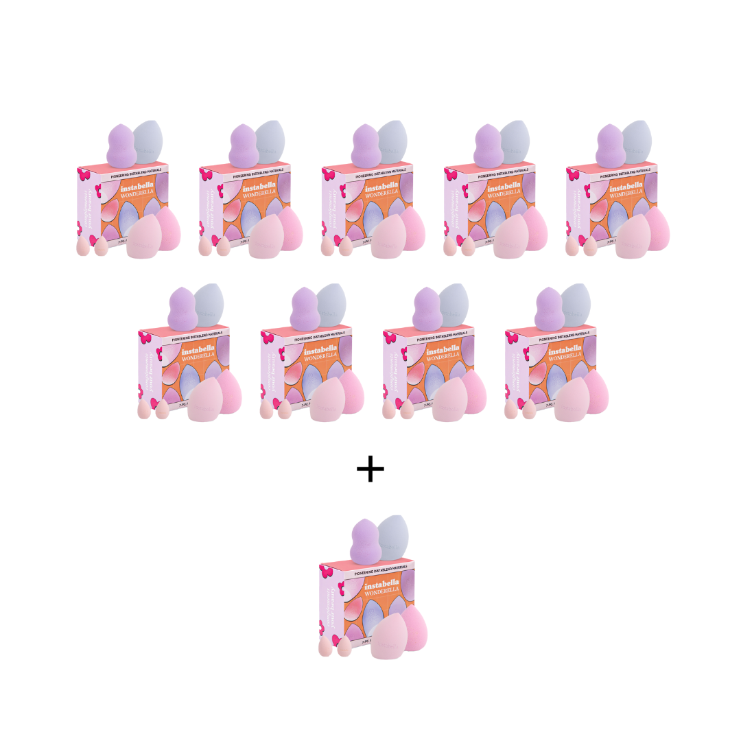 [Bundle] Buy 9, Get 1 Instabella Wonderella 7-Piece Makeup Sponge Set