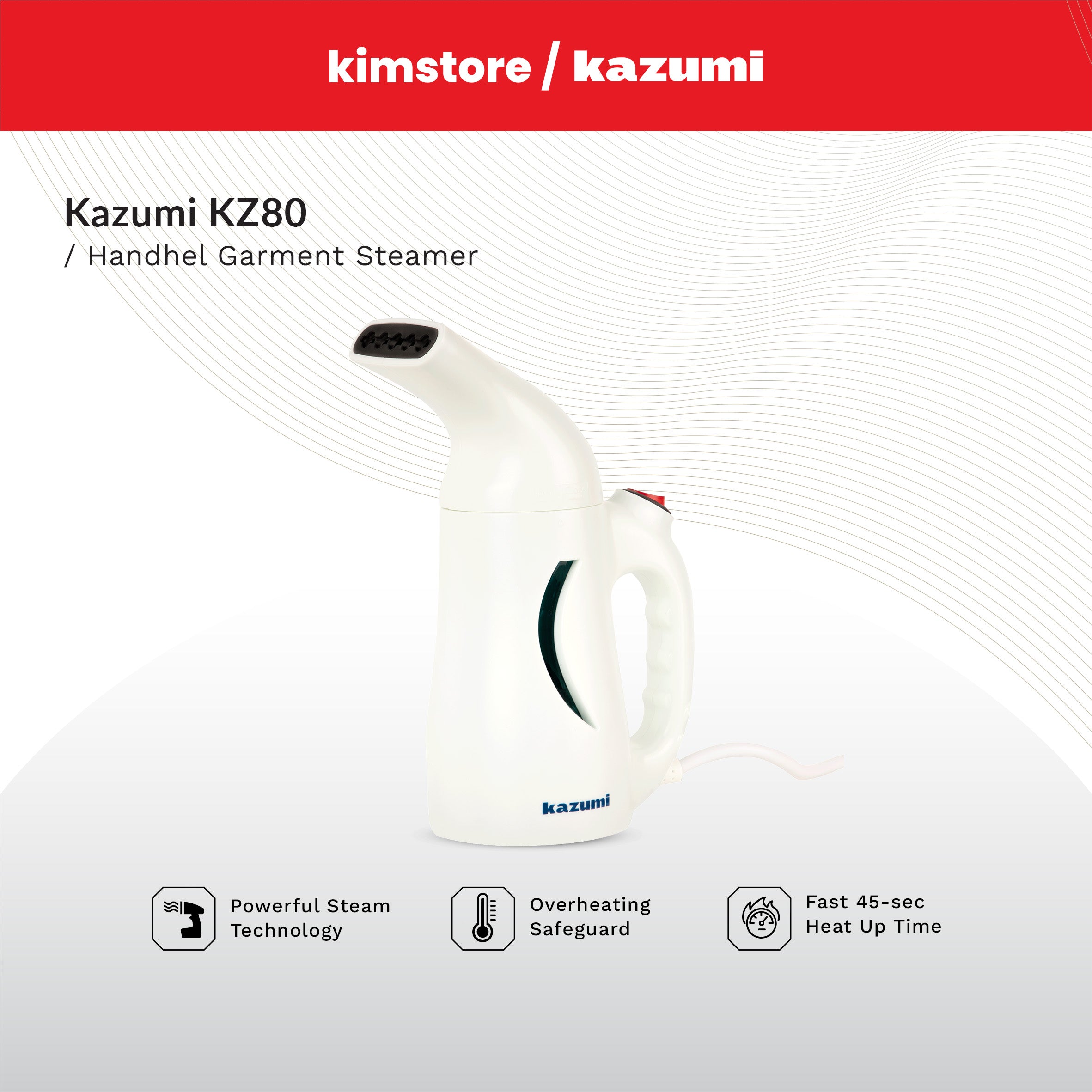 [Open Box] [C] Kazumi KZ80 Handheld Garment Steamer