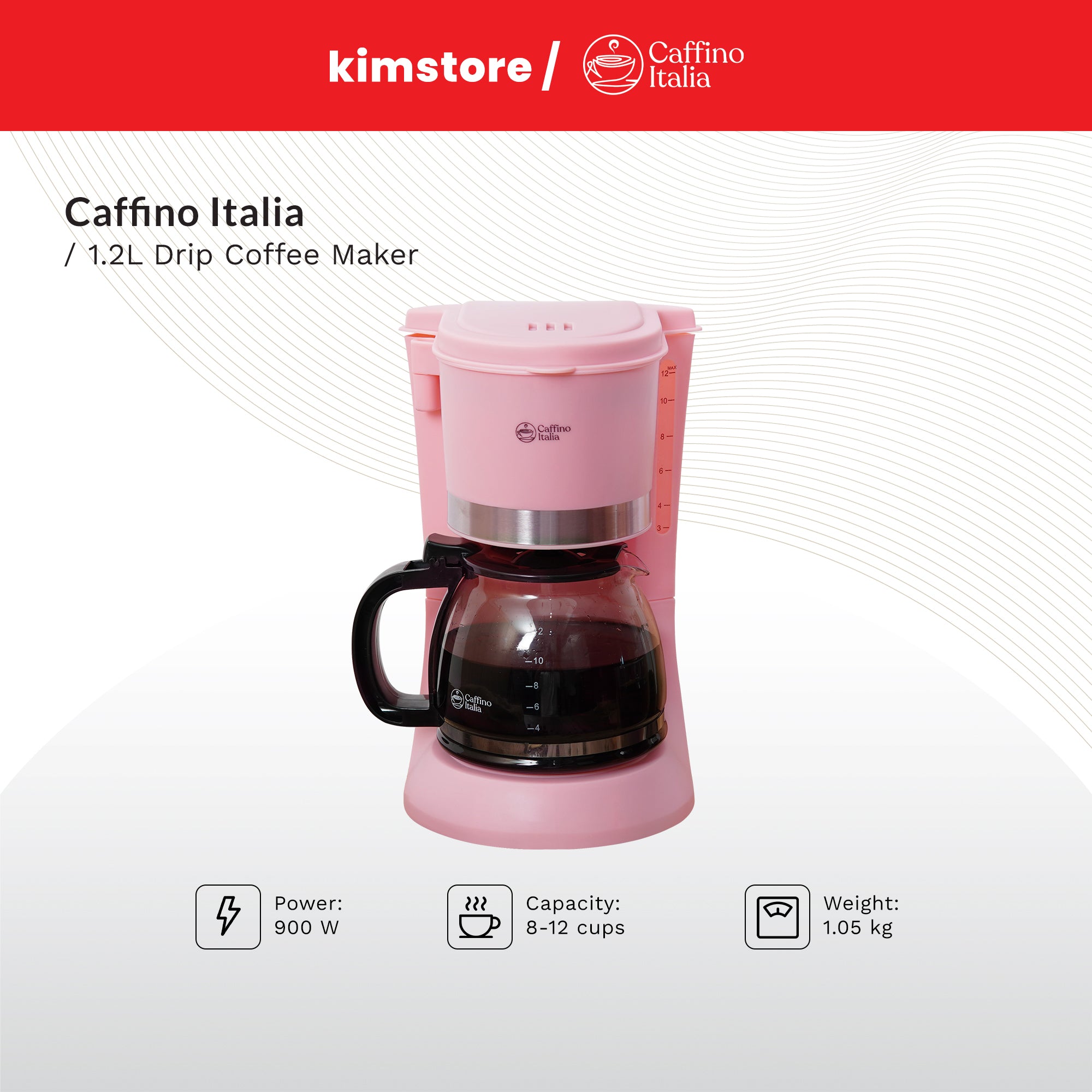 [Open Box] [B] Caffino Italia 1.2L Drip Coffee Maker