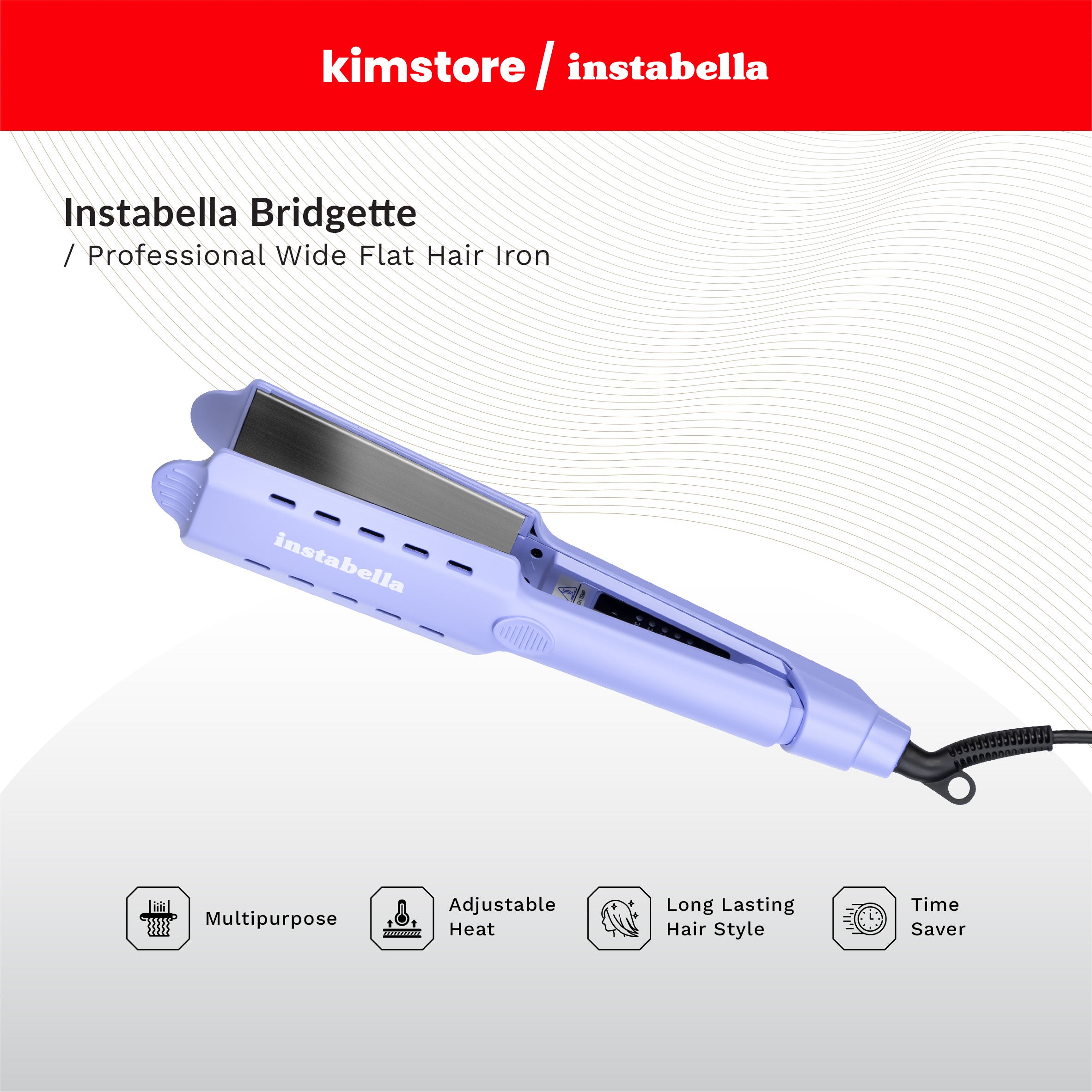 instabella bridgette professional wide flat hair iron hs 341 dazzling purple