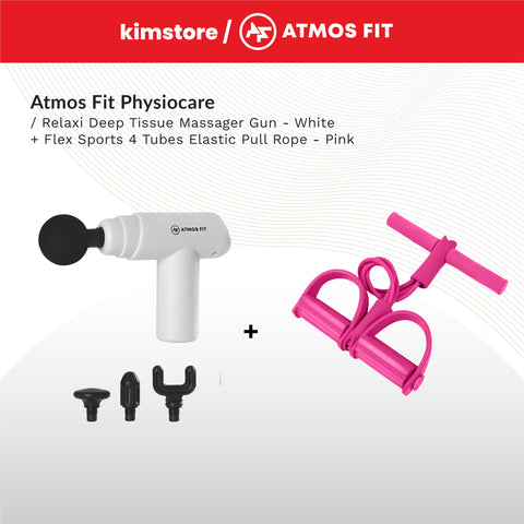 BUNDLE: Atmos Fit Physiocare Relaxi Deep Tissue Massager Gun + Flex Sports Fitness Tools
