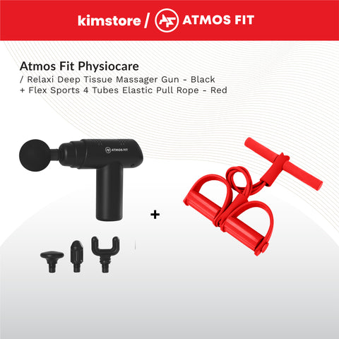 BUNDLE: Atmos Fit Physiocare Relaxi Deep Tissue Massager Gun + Flex Sports Fitness Tools