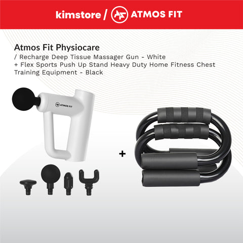 BUNDLE: Atmos Fit Physiocare Recharge Deep Tissue Massager Gun + Flex Sports Fitness Tools