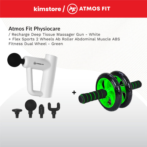 BUNDLE: Atmos Fit Physiocare Recharge Deep Tissue Massager Gun + Flex Sports Fitness Tools