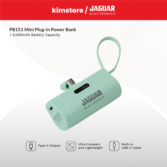 Jaguar Electronics PB151 Mini Plug In Power Bank 5000mAh Type-C