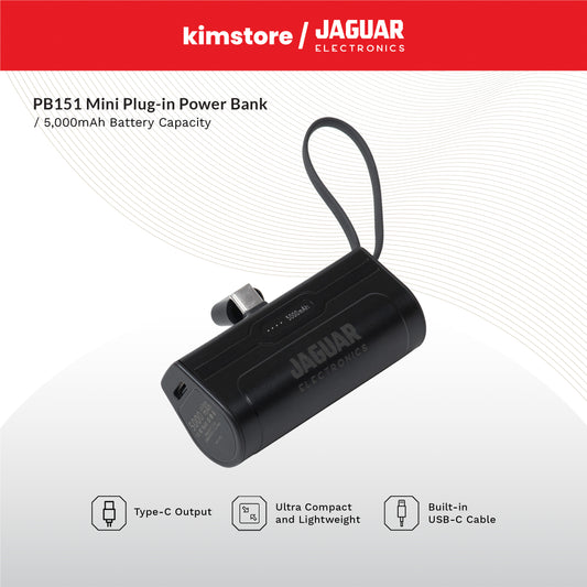 Jaguar Electronics PB151 Mini Plug In Power Bank 5000mAh Type-C