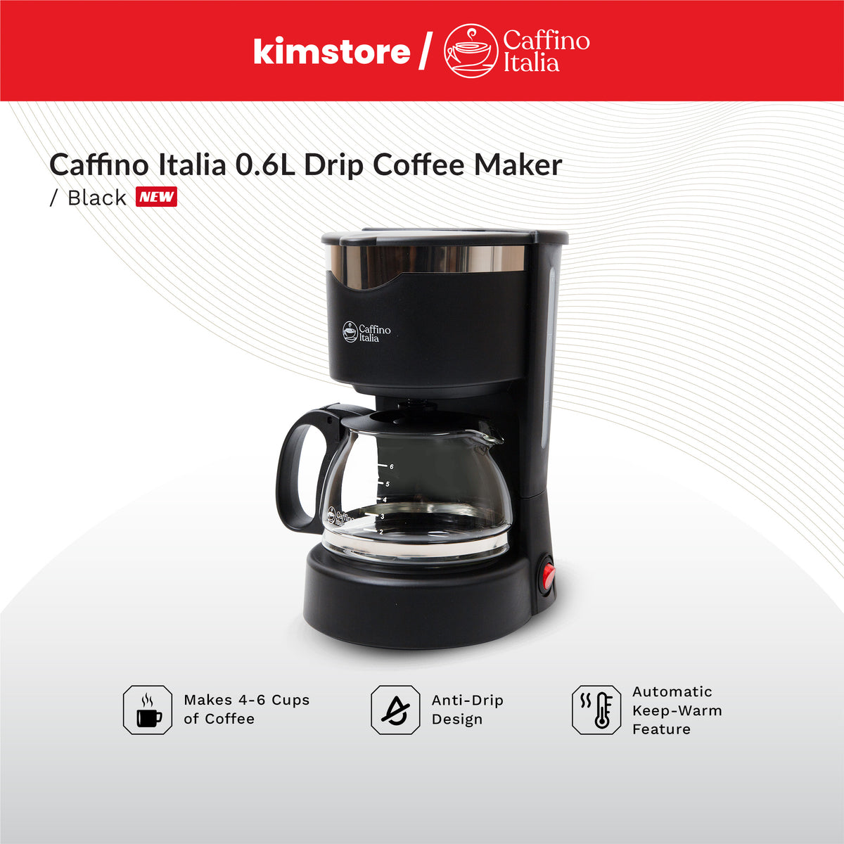Caffino Italia 0.6L Drip Coffee Maker