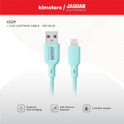 jaguar electronics cg29 2.4a 1 meter fast charging data silicone cable lightning sky blue