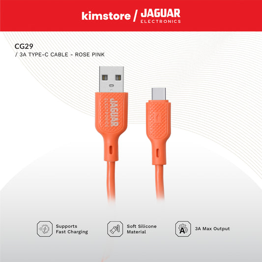 Jaguar Electronics CG29 3A 1 Meter Fast Charging Data Silicone Cable Type-C