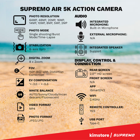 Supremo Air 5K Action Camera
