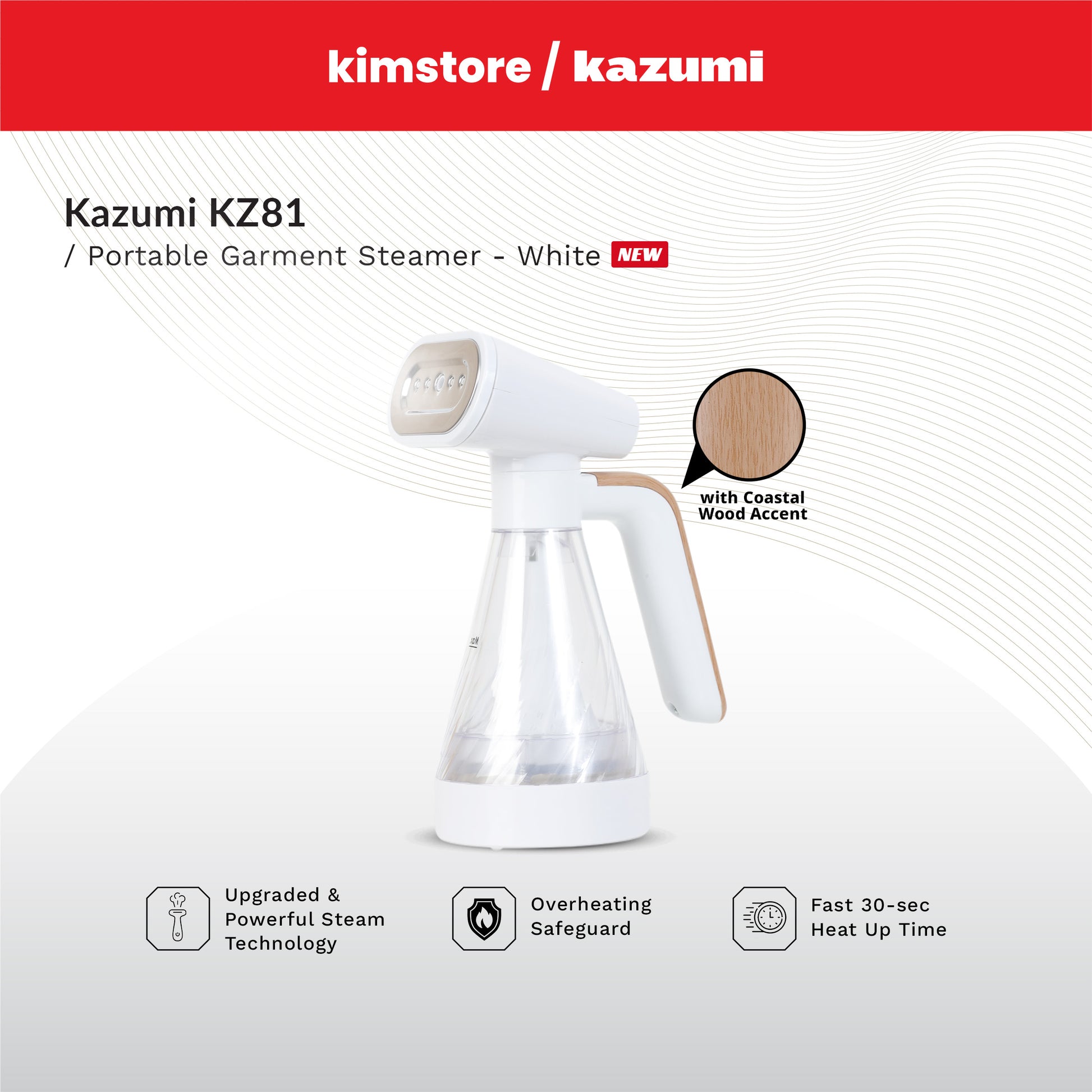 kazumi kz81 portable garment steamer white