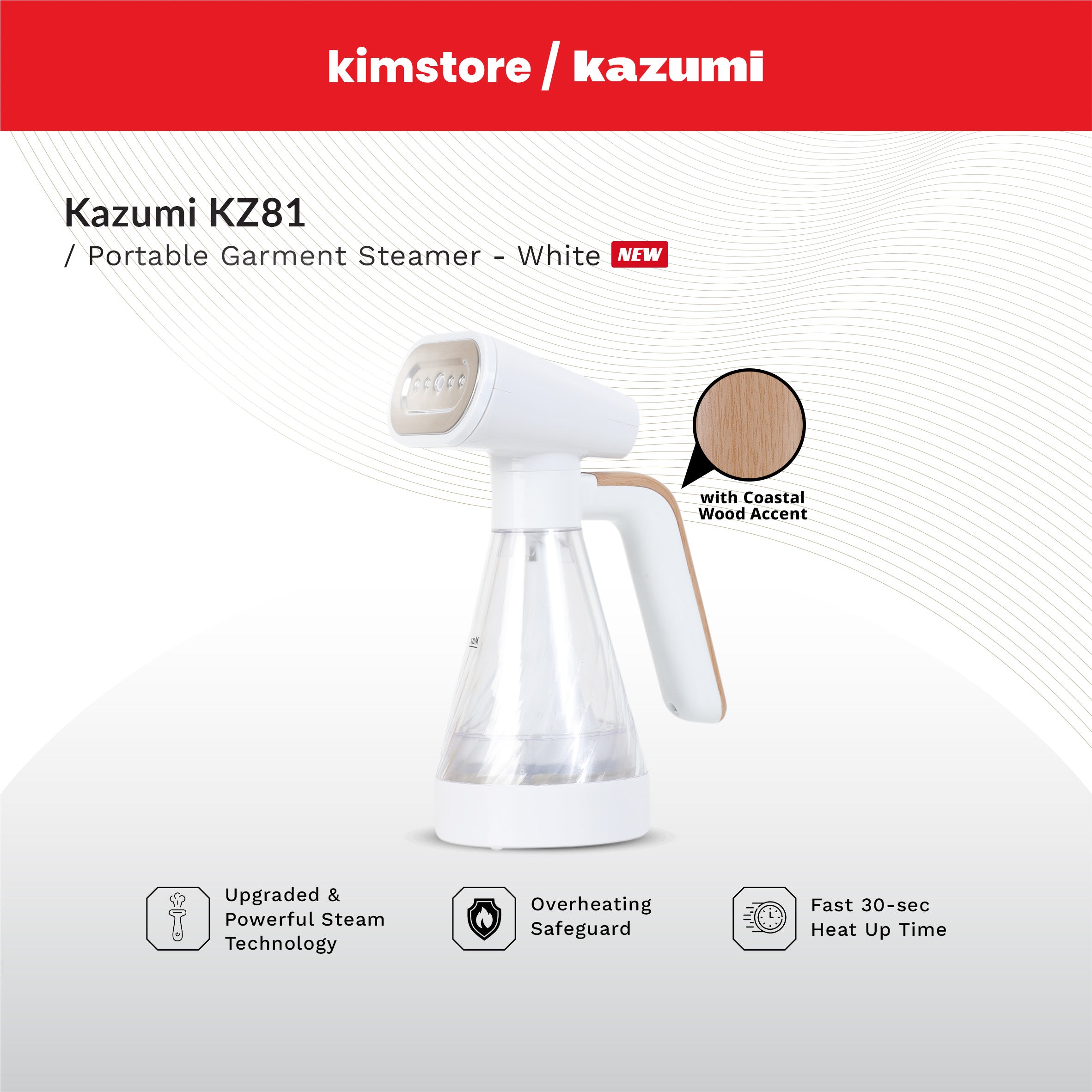 [Open Box] [C] Kazumi KZ81 Portable Garment Steamer