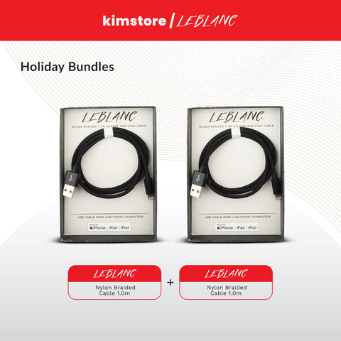 Holiday Bundle: LE BLANC Nylon Braided Cable 1.0m Jet Black