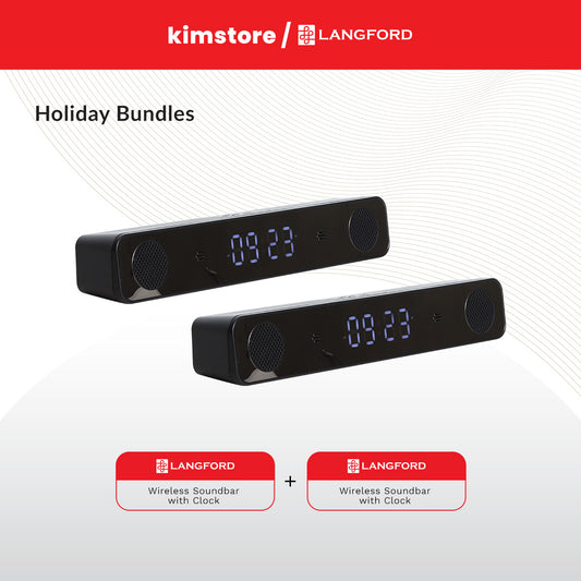 Holiday Bundle: Langford Wireless Soundbar with Clock (Black)