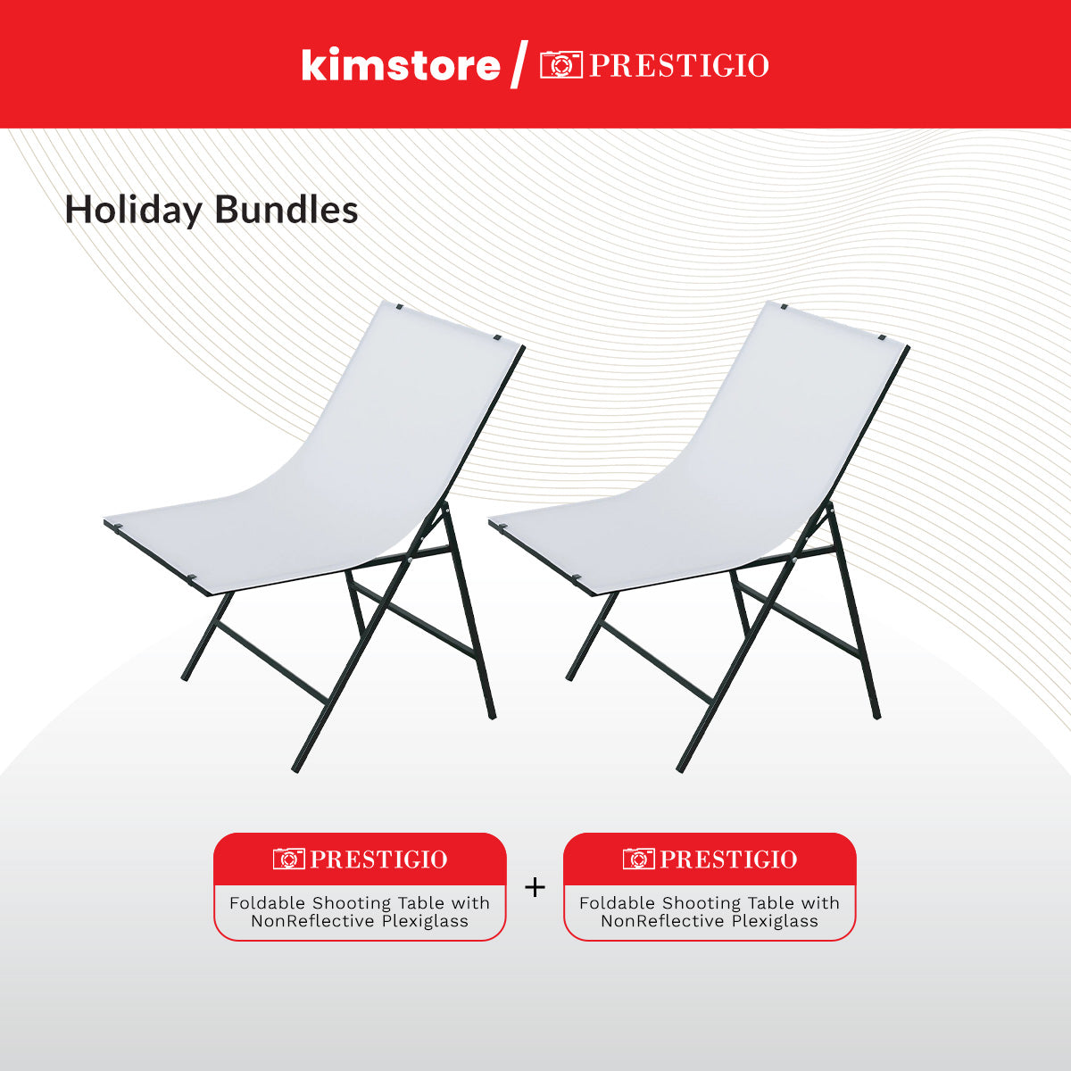 Holiday Bundle: Prestigio Foldable Shooting Table with NonReflective Plexiglass (White)