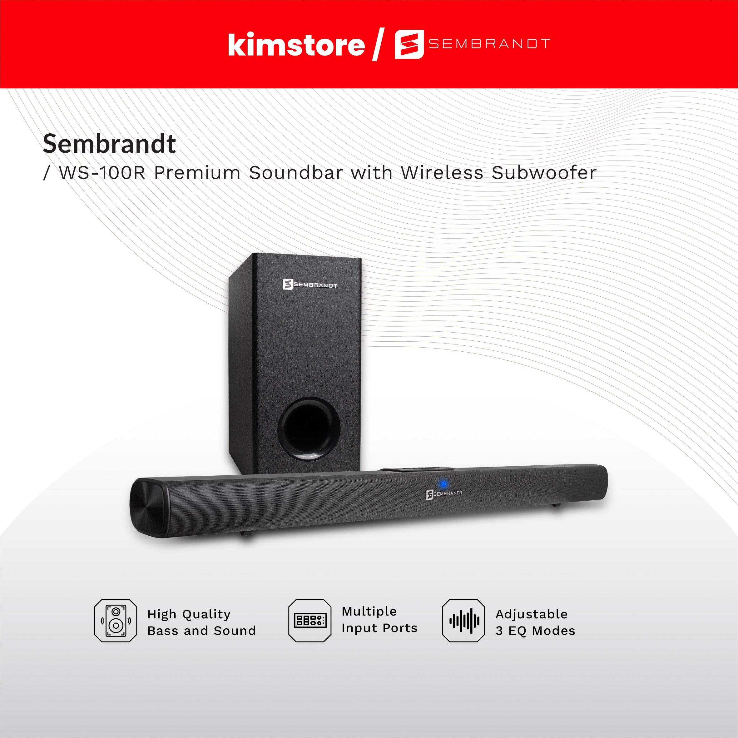 Sembrandt WS-100R Premium Soundbar with Wireless Subwoofer