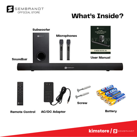 Sembrandt KT-A500 Soundbar and Subwoofer with Wireless Microphones