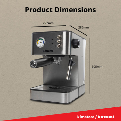 Kazumi KZ-800 BrewMaster 1.8L Espresso Machine with Milk Frother