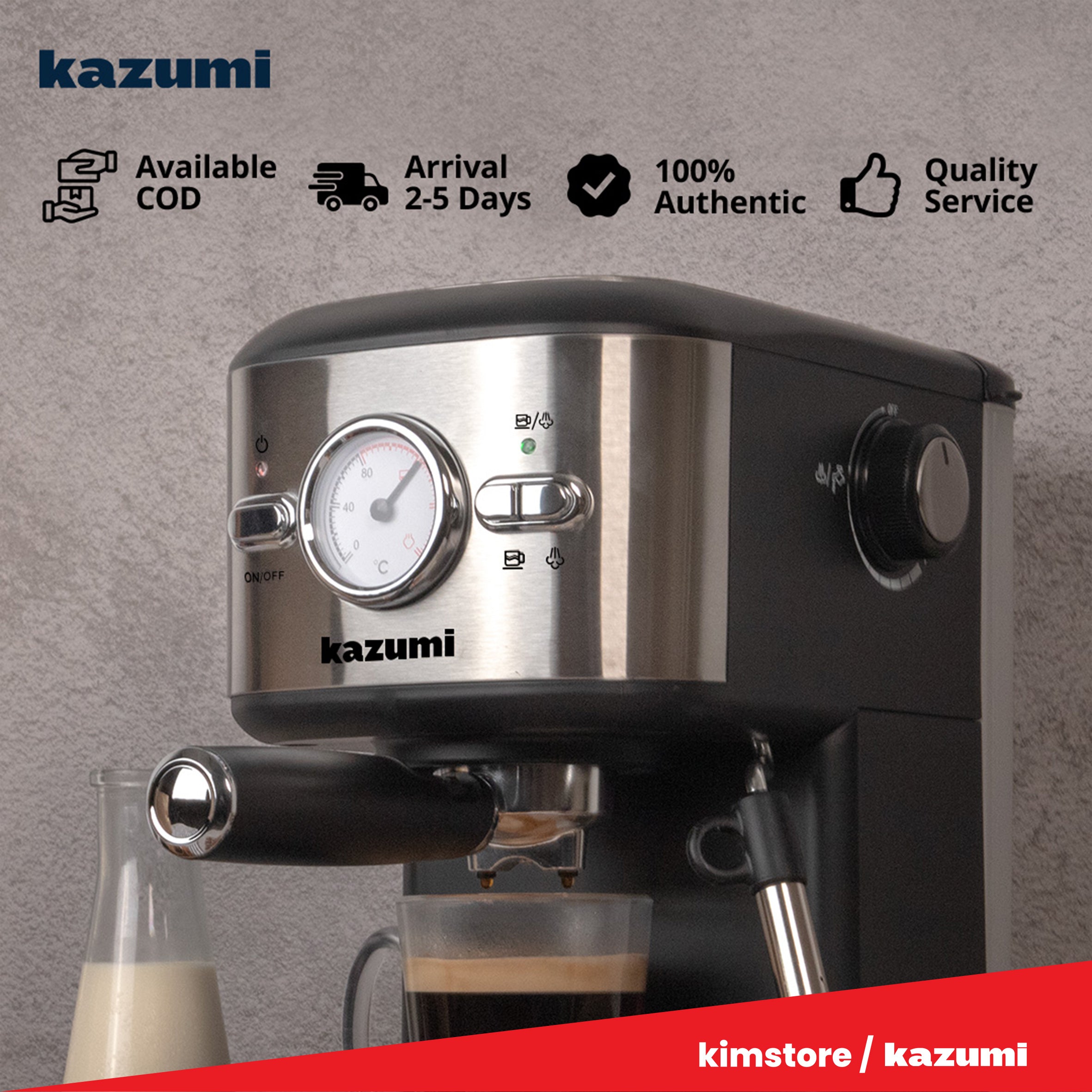 Kazumi KZ-802 BrewMaster 1.25L Espresso Machine wi
