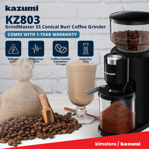 Kazumi KZ-803 GrindMaster SS Conical Burr Coffee Grinder