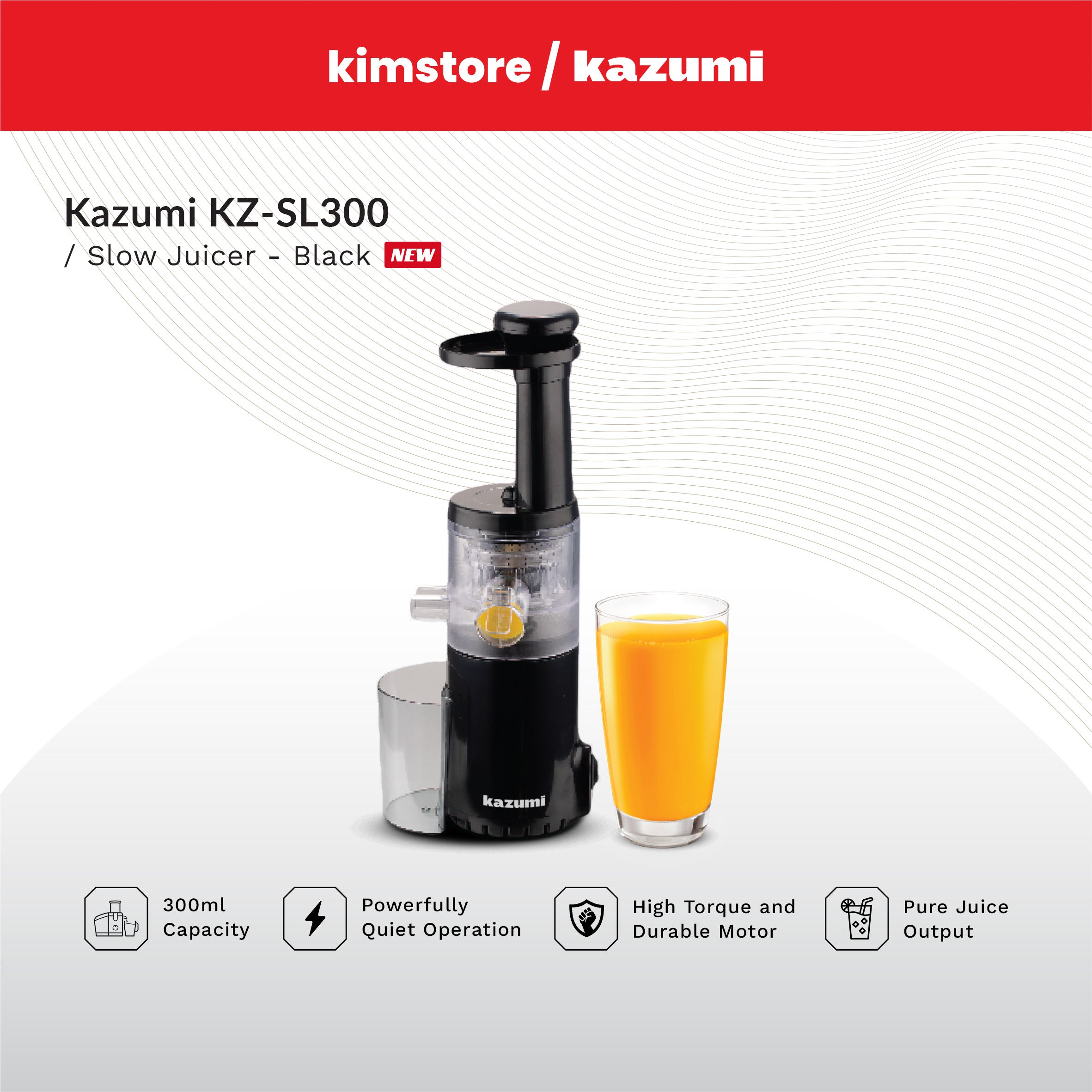 [Open Box] [C] Kazumi KZ-Sl300 Slow Juicer 100W