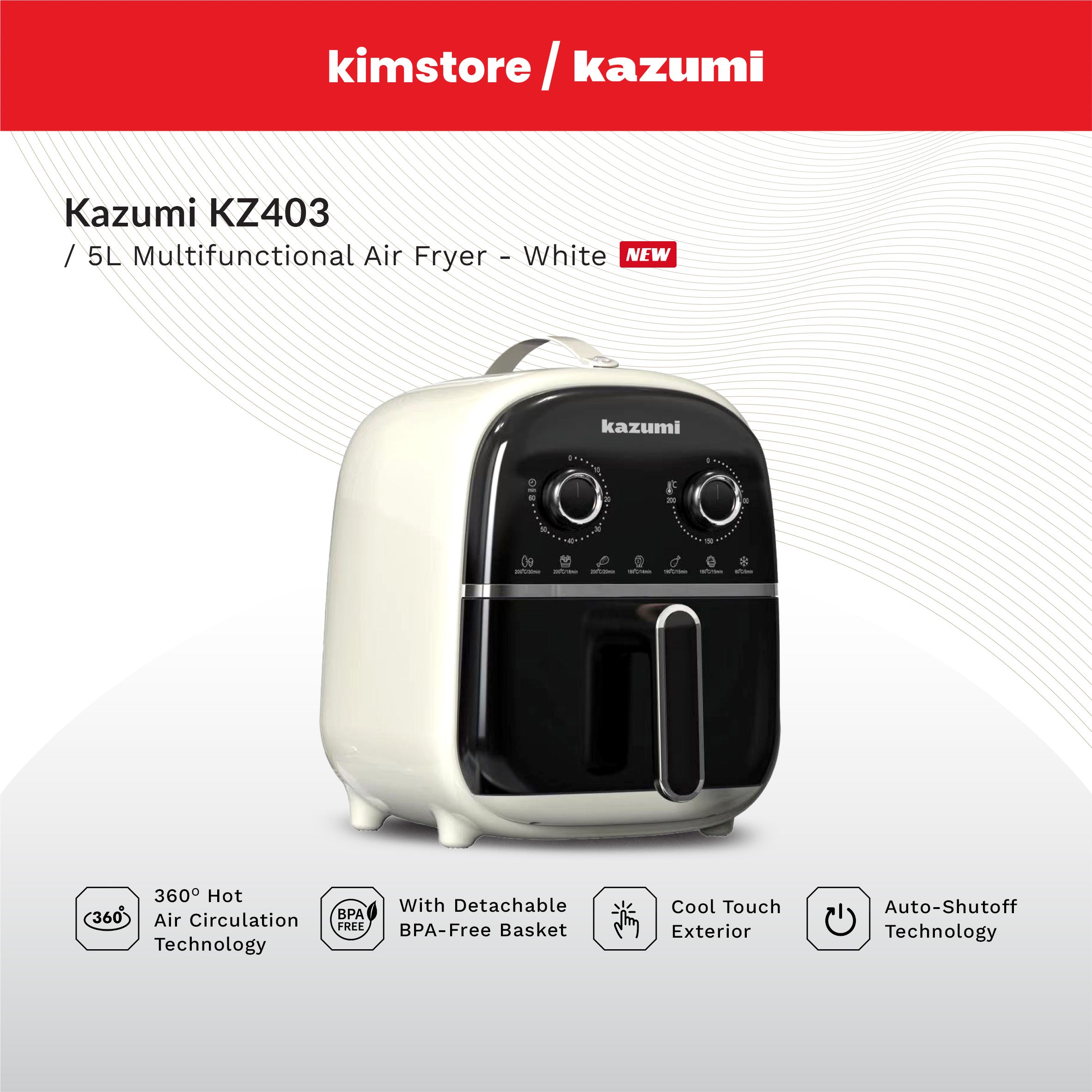 [Open Box] [C] Kazumi KZ-403 5L Multifunctional Air Fryer 1200W