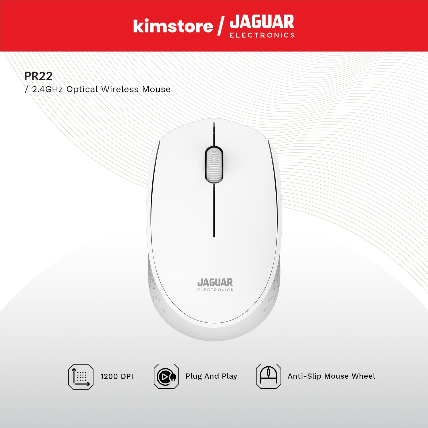 jaguar electronics pr22 2.4ghz optical wireless mouse white