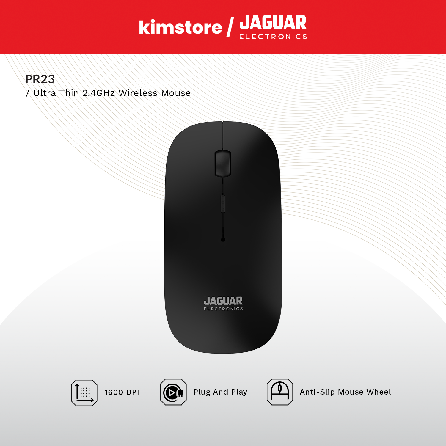 jaguar electronics pr23 ultra thin 2.4ghz wireless mouse   black