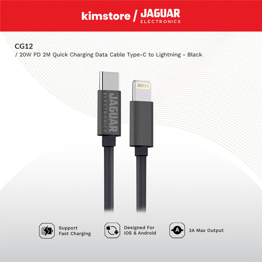 Jaguar Electronics CG12 20W PD 2 Meters Quick Charging Data Cable Type-C to Lightning