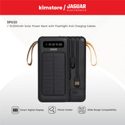 [Open Box] [B] Jaguar Electronics Sp610 10000Mah Solar Power Bank With Flashlight And Charging Cables