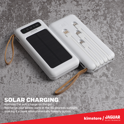 Jaguar Electronics SP610 10000mAh Solar Power Bank With Flashlight and Charging Cables
