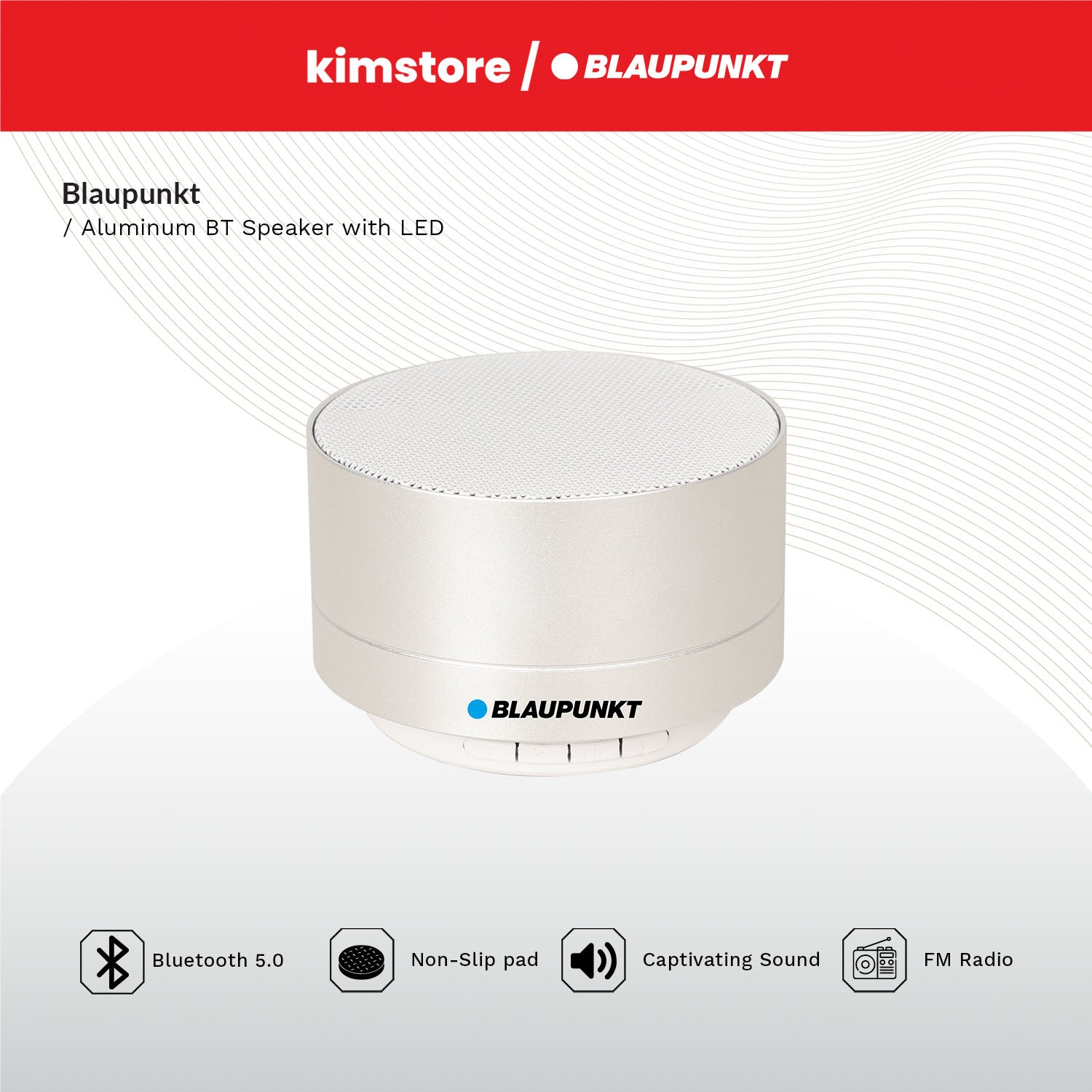[bundle] blaupunkt aluminum bt speaker with led    black