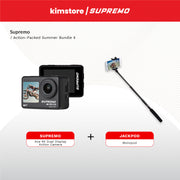 [bundle] supremo ace 4k dual display waterproof action camera   black + jackpod monopod black