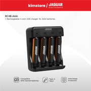 jaguar electronics rc4b rechargeable 4 slot usb c charger for aaa batteries black
